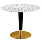 Modway Zinque Round 40" Terrazzo Dining Table in Gold White