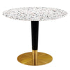 Modway Zinque Round 40" Terrazzo Dining Table in Gold White