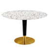 Modway Zinque Round 47" Terrazzo Dining Table in Gold White