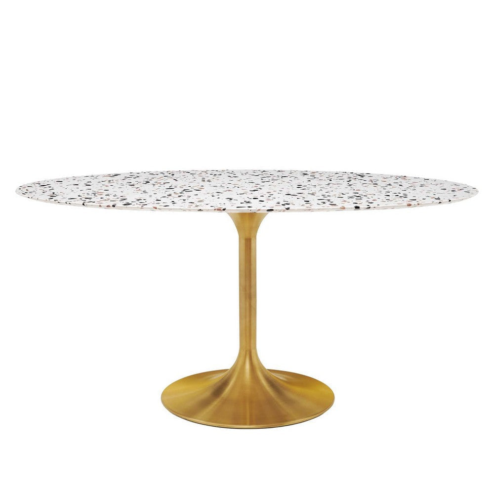 Modway Lippa Terrazzo Side Table, 60", Gold White