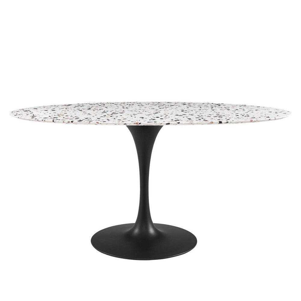 Modway Lippa Terrazzo Side Table, 60", Black White