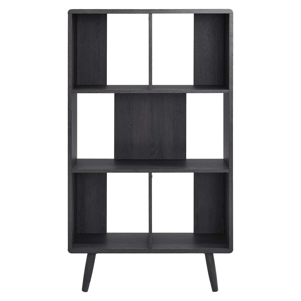 Modway EEI-5743-CHA Transmit 5 Shelf Wood Grain Bookcase Charcoal MDY-EEI-5743-CHA