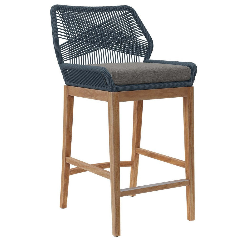 Wellspring Outdoor Patio Teak Wood Bar Stool - No Shipping Charges MDY-EEI-5746-BLU-GPH