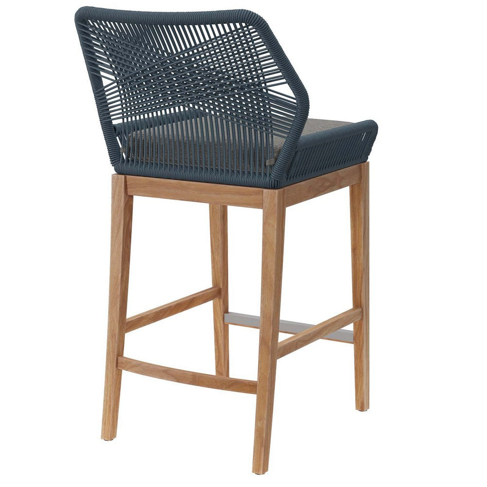 Wellspring Outdoor Patio Teak Wood Bar Stool - No Shipping Charges MDY-EEI-5746-BLU-GPH