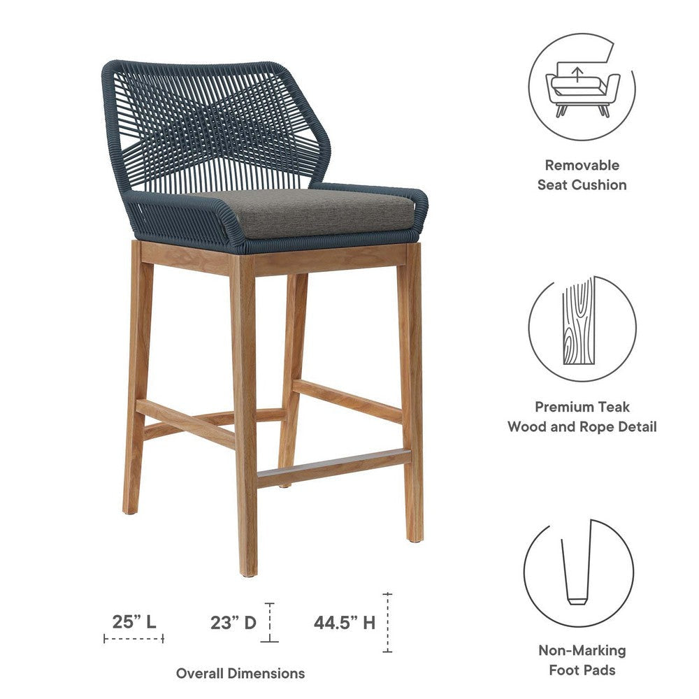 Wellspring Outdoor Patio Teak Wood Bar Stool - No Shipping Charges MDY-EEI-5746-BLU-GPH