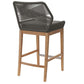 Modway Wellspring Outdoor Patio Teak and Woven Rope Bar Stool in Gray Graphite MDY-EEI-5746-GRY-GPH