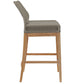 Modway Wellspring Outdoor Patio Teak and Woven Rope Bar Stool in Light Gray Greige MDY-EEI-5746-LGR-GRG