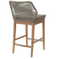 Modway Wellspring Outdoor Patio Teak and Woven Rope Bar Stool in Light Gray Greige MDY-EEI-5746-LGR-GRG