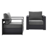 Modway Tahoe Outdoor Patio Powder-Coated Aluminum 2-Piece Armchair Set, Gray Charcoal