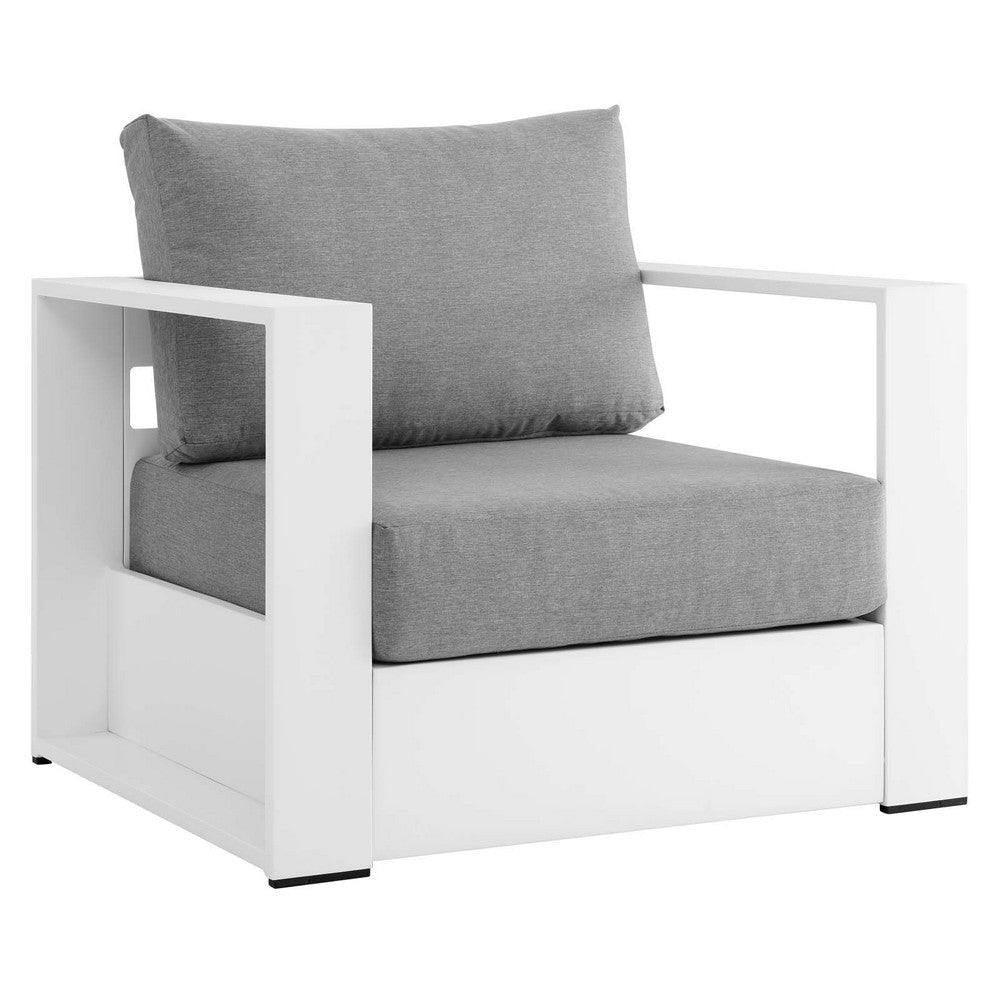 Modway Tahoe Outdoor Patio Powder-Coated Aluminum 2-Piece Armchair Set White Gray MDY-EEI-5751-WHI-GRY