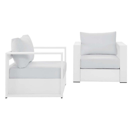 Modway Tahoe Outdoor Patio Powder-Coated Aluminum 2-Piece Armchair Set, White White