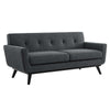 Modway Engage Modern Tufted Back Textured Fabric Loveseat in Charcoal