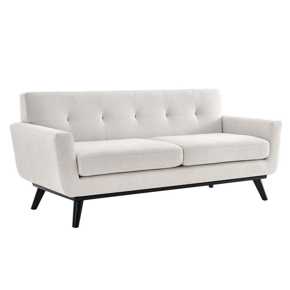 Modway Engage Modern Tufted Back Textured Fabric Loveseat in Ivory