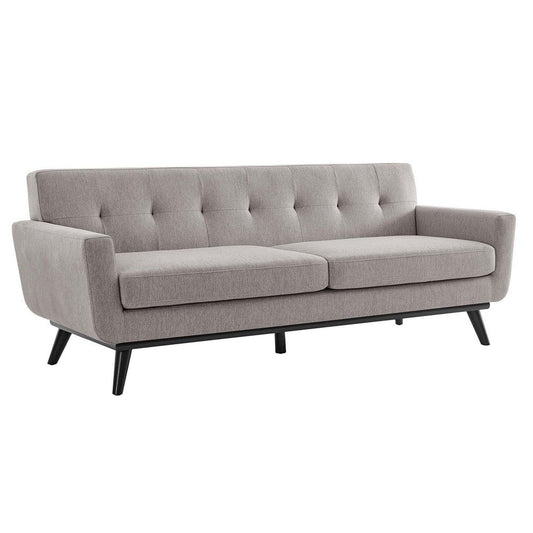 Modway Engage Modern Tufted Back Textured Fabric Sofa in Light Gray