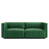 Modway Conjure Channel Tufted Performance Velvet Loveseat Black Emerald MDY-EEI-5764-BLK-EME