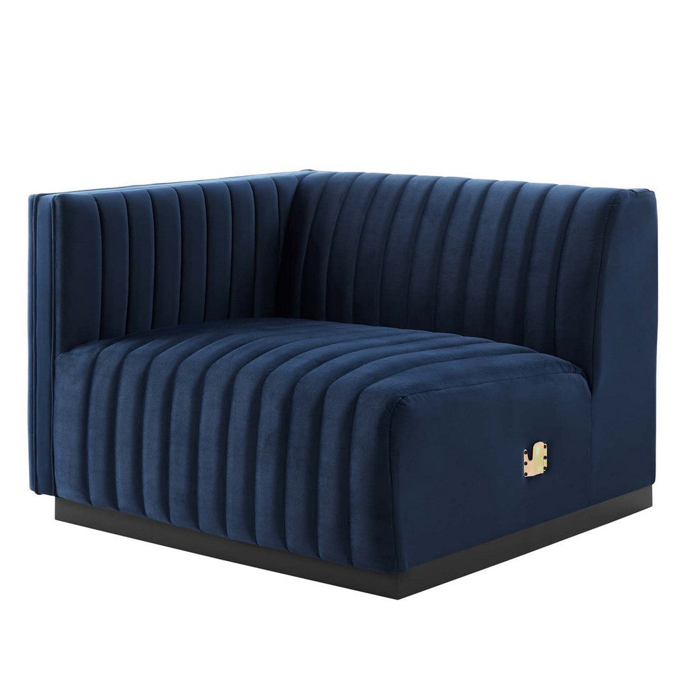 Modway Conjure Channel Tufted Performance Velvet Loveseat Black Midnight Blue MDY-EEI-5764-BLK-MID