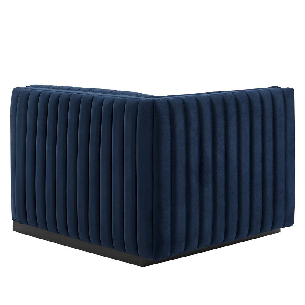 Modway Conjure Channel Tufted Performance Velvet Loveseat Black Midnight Blue MDY-EEI-5764-BLK-MID