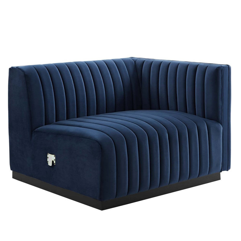 Modway Conjure Channel Tufted Performance Velvet Loveseat Black Midnight Blue MDY-EEI-5764-BLK-MID