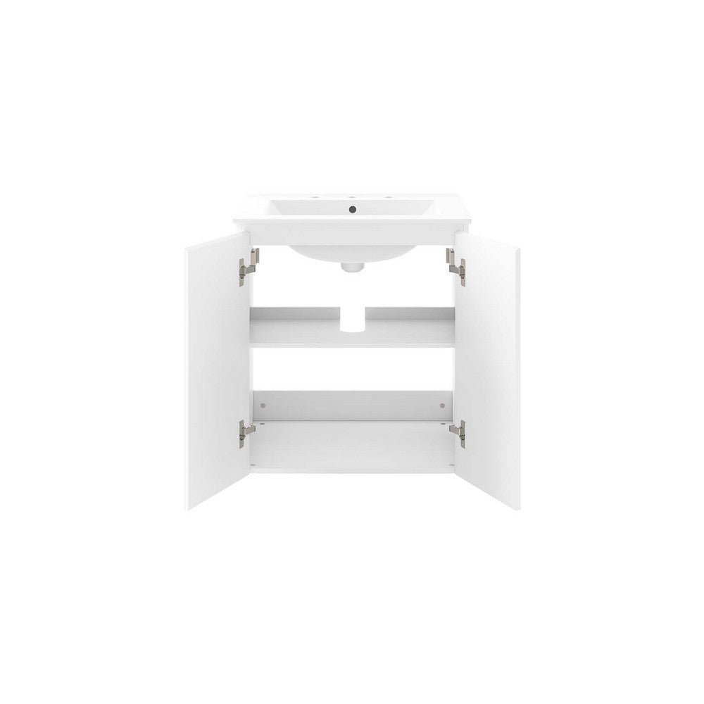 Modway Bryn Wall-Mount Bathroom Vanity 24 Inch White White MDY-EEI-5777-WHI-WHI