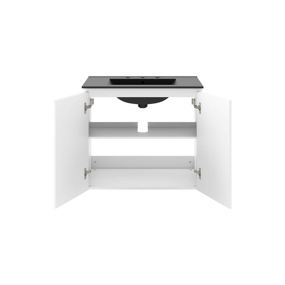 Modway Bryn Wall-Mount Bathroom Vanity 30 Inch White Black MDY-EEI-5778-WHI-BLK