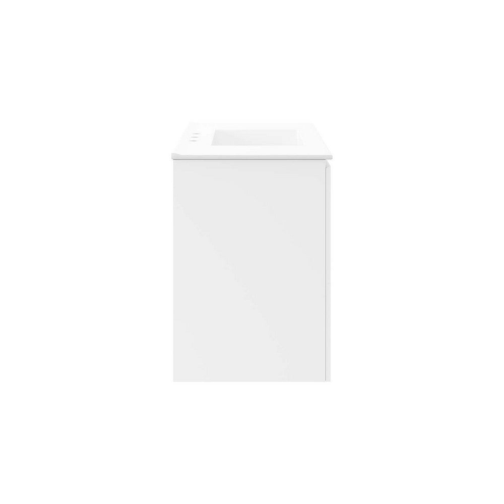 Modway Bryn Wall-Mount Bathroom Vanity 36 Inch White White MDY-EEI-5779-WHI-WHI