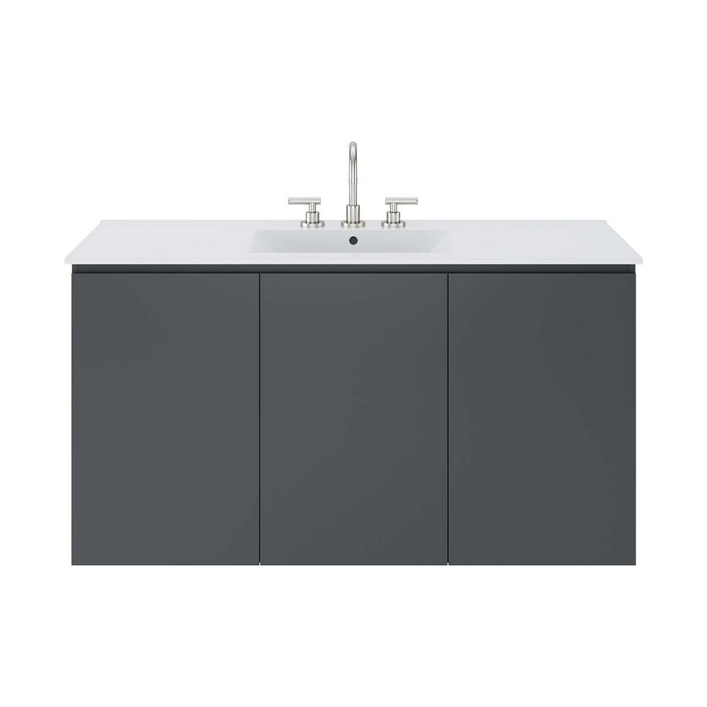 Modway Bryn Wall-Mount Bathroom Vanity 48 Inch Gray White MDY-EEI-5780-GRY-WHI