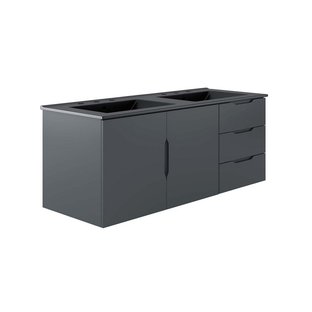 Modway Vitality 48" Double Sink Bathroom Vanity, Gray Black