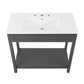 Modway Altura 36’’ MDF Ceramic and Particleboard Bathroom Vanity in Gray/White MDY-EEI-5799-GRY-WHI