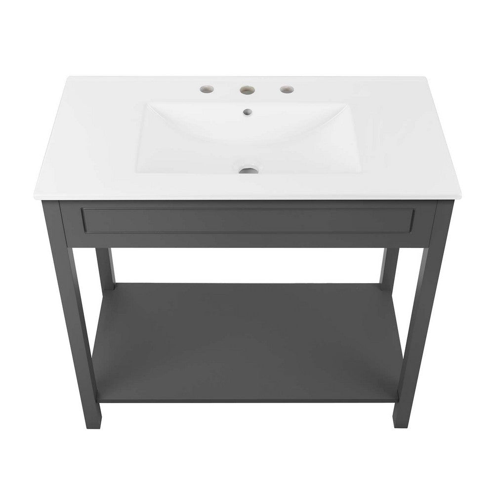 Modway Altura 36’’ MDF Ceramic and Particleboard Bathroom Vanity in Gray/White MDY-EEI-5799-GRY-WHI