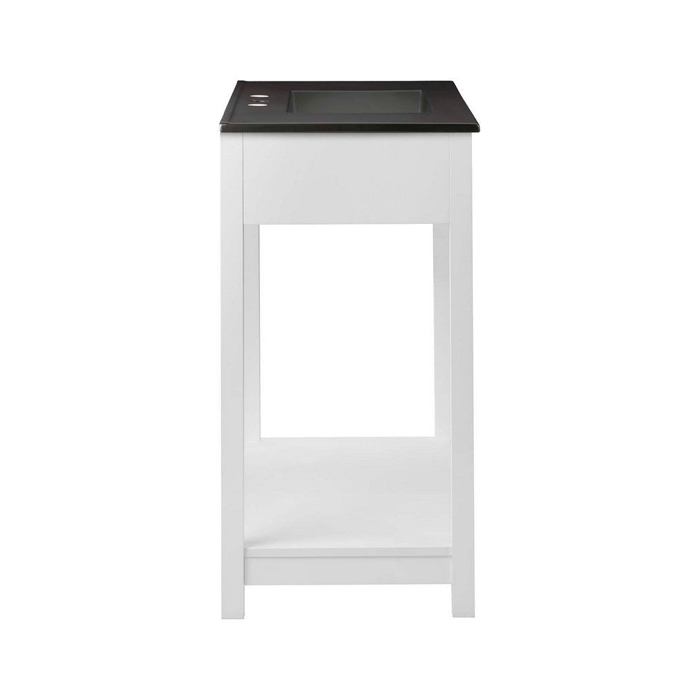 Modway Altura 36’’ MDF Ceramic and Particleboard Bathroom Vanity in White/Black MDY-EEI-5799-WHI-BLK