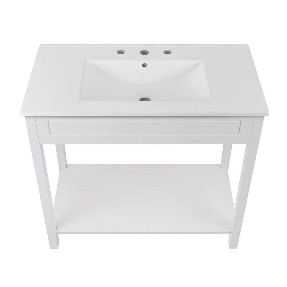 Modway Altura 36’’ MDF Ceramic and Particleboard Bathroom Vanity in White MDY-EEI-5799-WHI-WHI