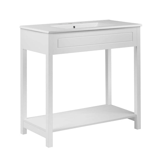 Modway Altura 36" MDF Ceramic and Particleboard Bathroom Vanity in White