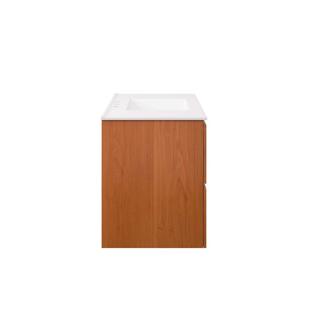 Modway Scenic Wall-Mount Bathroom Vanity Cabinet-with Ceramic Sink 36 Inch Cherry White MDY-EEI-5813-CHE-WHI