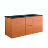 Modway Scenic Wall-Mount Bathroom Vanity Cabinet-with Ceramic, 48" Double Sink, Cherry Black