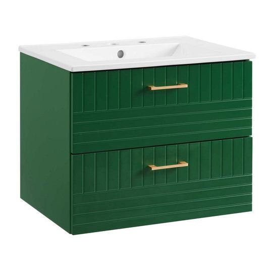 Modway Daybreak Bathroom Vanity, 24" with White Sink, Green