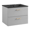 Modway Daybreak Bathroom Vanity, 24" with Black Sink, Light Gray