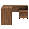 Modway Render Mid-Century Modern Office Desk and File Cabinet Set Walnut MDY-EEI-5821-WAL