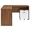 Modway Envision Mid-Century Modern Desk and File Cabinet Set Walnut White MDY-EEI-5823-WAL-WHI