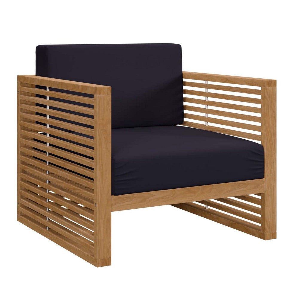 Modway Carlsbad Teak Wood Outdoor Natural Navy 3-Piece Patio Set MDY-EEI-5838-NAT-NAV