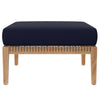 Modway Clearwater Outdoor Patio Teak Wood Ottoman in Gray Navy MDY-EEI-5854-GRY-NAV