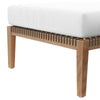 Modway Clearwater Outdoor Patio Teak Wood Ottoman in Gray White MDY-EEI-5854-GRY-WHI