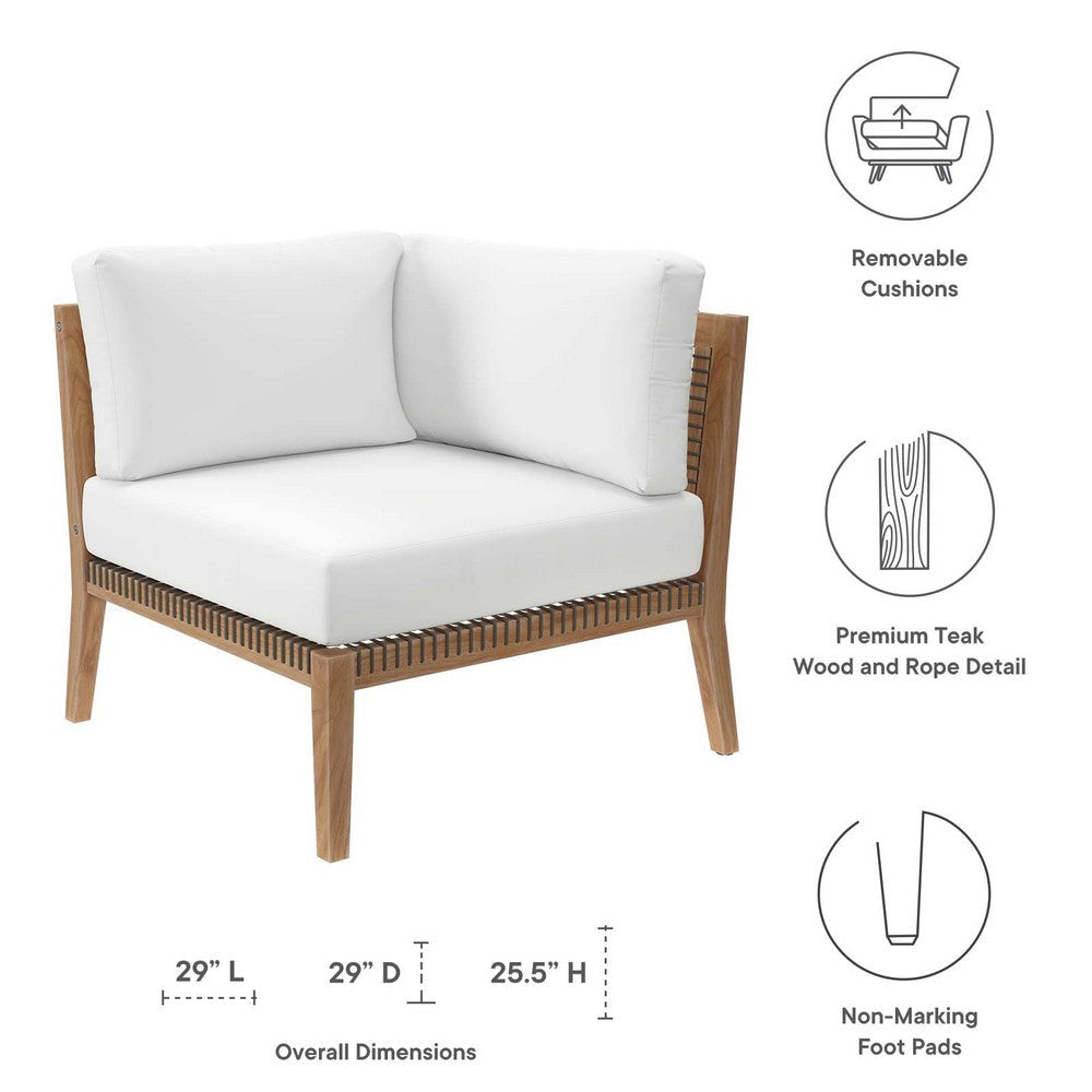 Clearwater Outdoor Patio Teak Wood Corner Chair MDY-EEI-5855-GRY-WHI