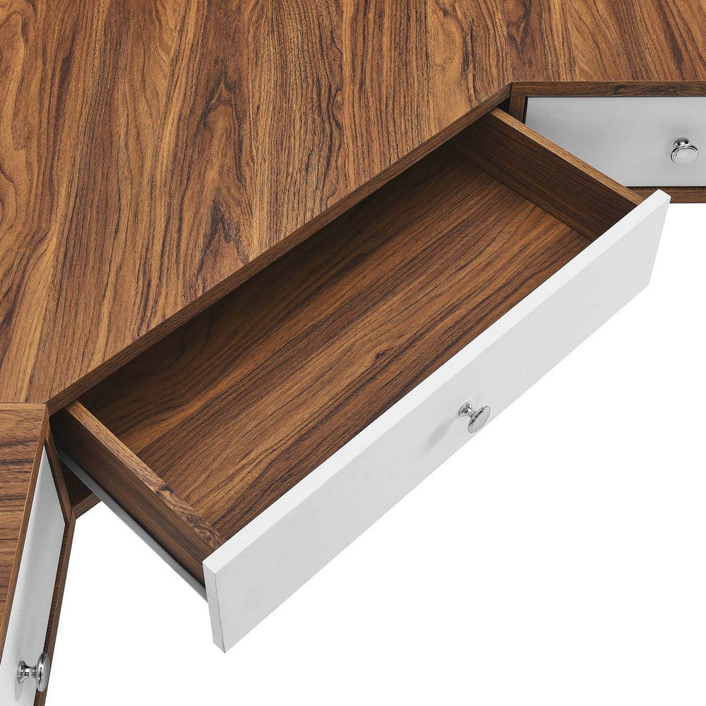 Transmit 47’ Wall Mount Corner Walnut Office Desk - No Shipping Charges MDY-EEI-5862-WAL-WHI