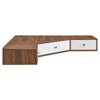 Modway Transmit Mid-Century Modern Wall-Mount Corner Computer Walnut White, 47" Office Desk