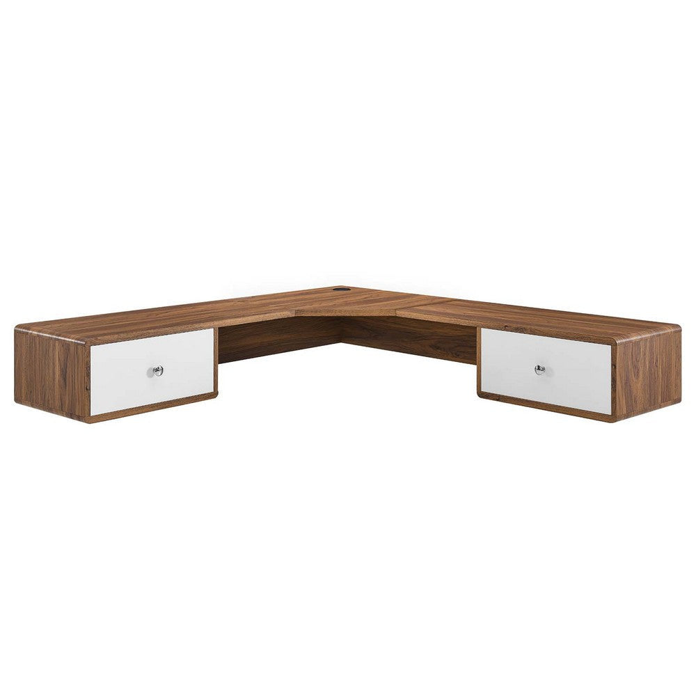 Transmit 55’ Wall Mount Corner Wood Office Desk - No Shipping Charges MDY-EEI-5863-WAL-WHI