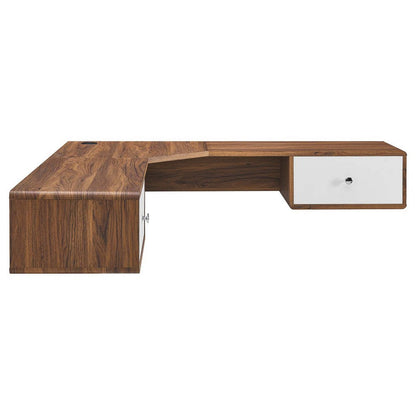 Transmit 55’ Wall Mount Corner Wood Office Desk - No Shipping Charges MDY-EEI-5863-WAL-WHI