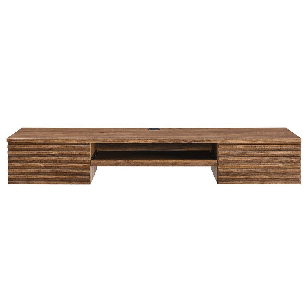 Modway Render Mid-Century Modern Wall Mount Office Desk Walnut MDY-EEI-5865-WAL