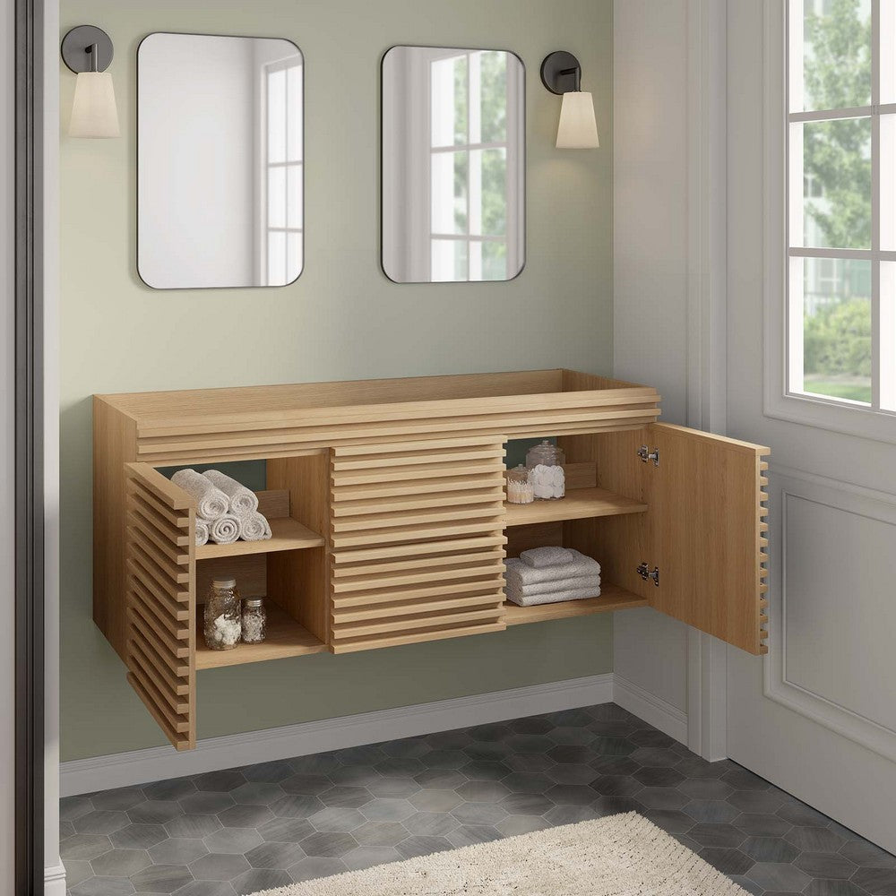 Modway Render 48’’ Double Sink Compatible (Not Included) Bathroom Vanity Cabinet in Oak MDY-EEI-5867-OAK