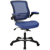 Modway Edge Mesh Back and White Vegan Leather Seat Office Chair with Flip-Up Arms-Computer Desks in Blue