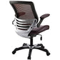 Modway Edge Mesh Back and White Vegan Leather Seat Office Chair with Flip-Up Arms-Computer Desks in Brown MDY-EEI-595-BRN